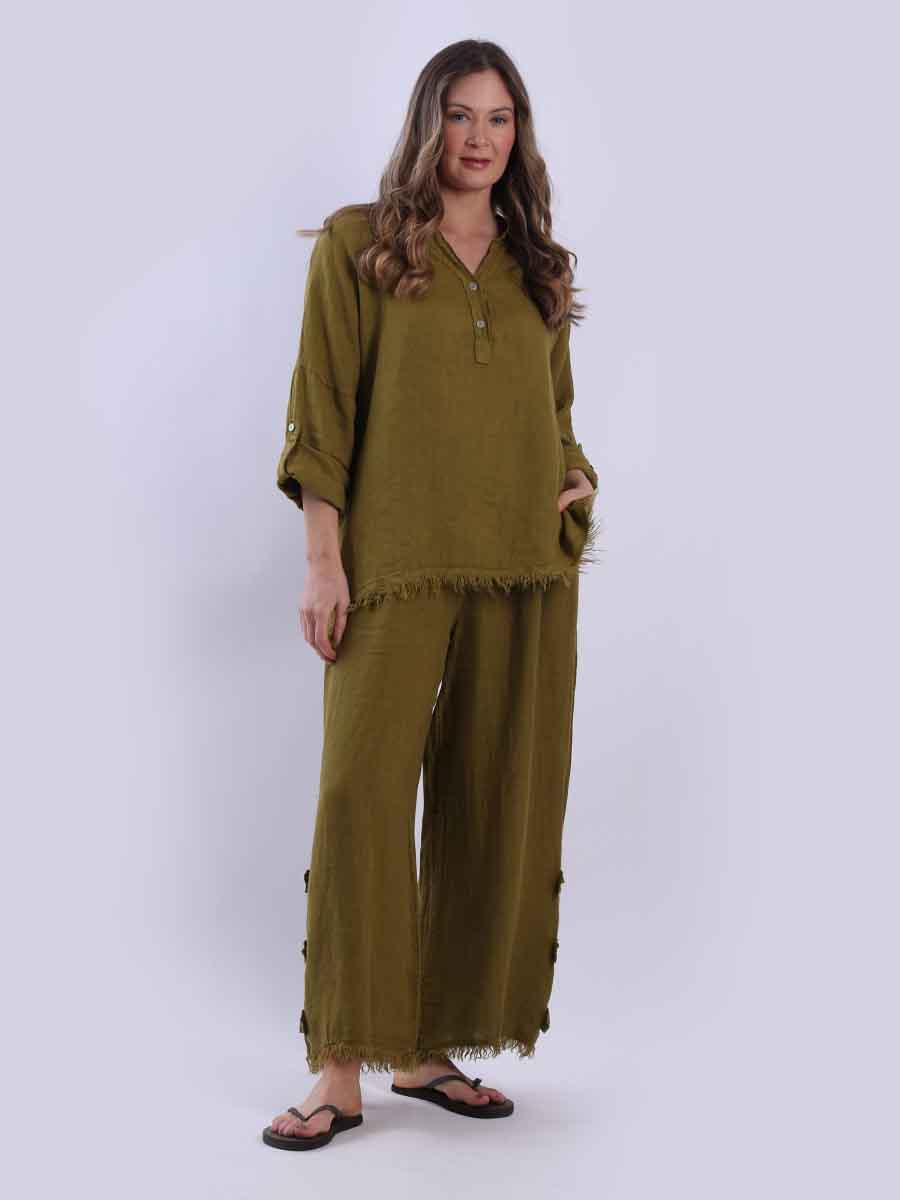 Linen Baggy Top Olive