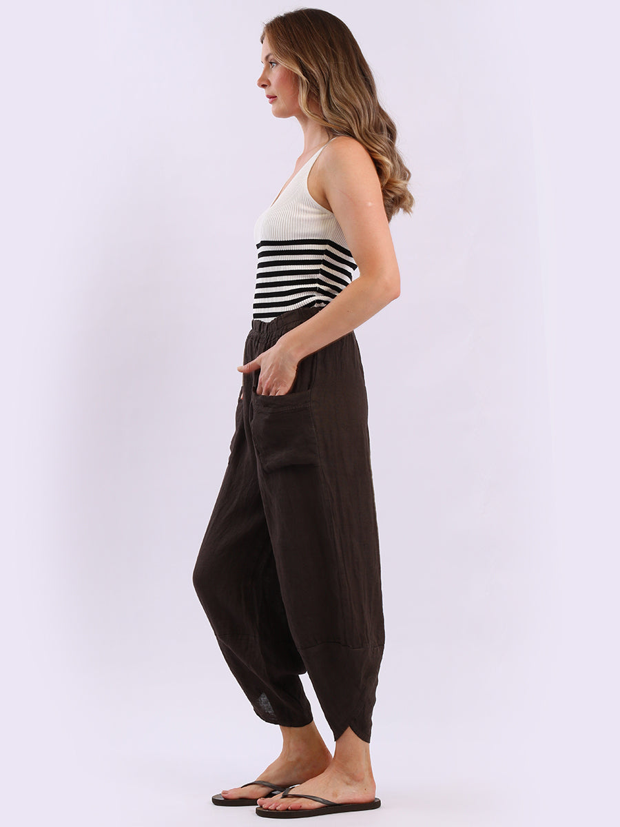 Ladies Relaxed Fit Tulip Hem Linen Trouser
