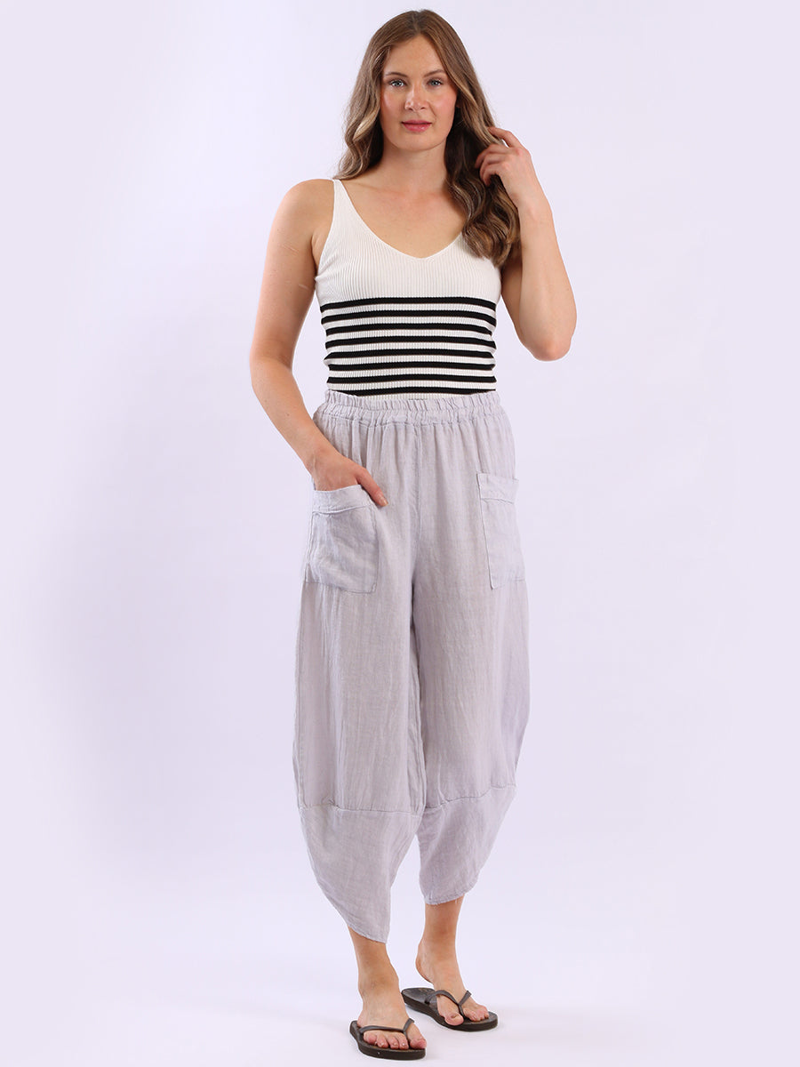 Ladies Relaxed Fit Tulip Hem Linen Trouser
