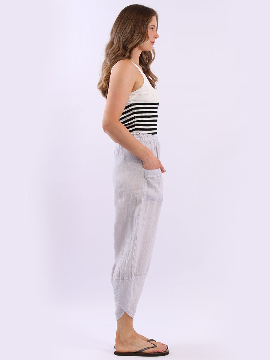 Ladies Relaxed Fit Tulip Hem Linen Trouser