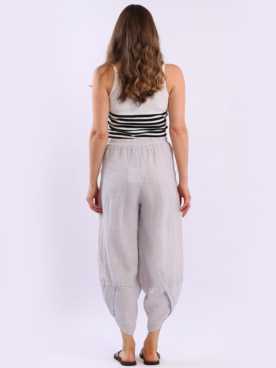 Ladies Relaxed Fit Tulip Hem Linen Trouser