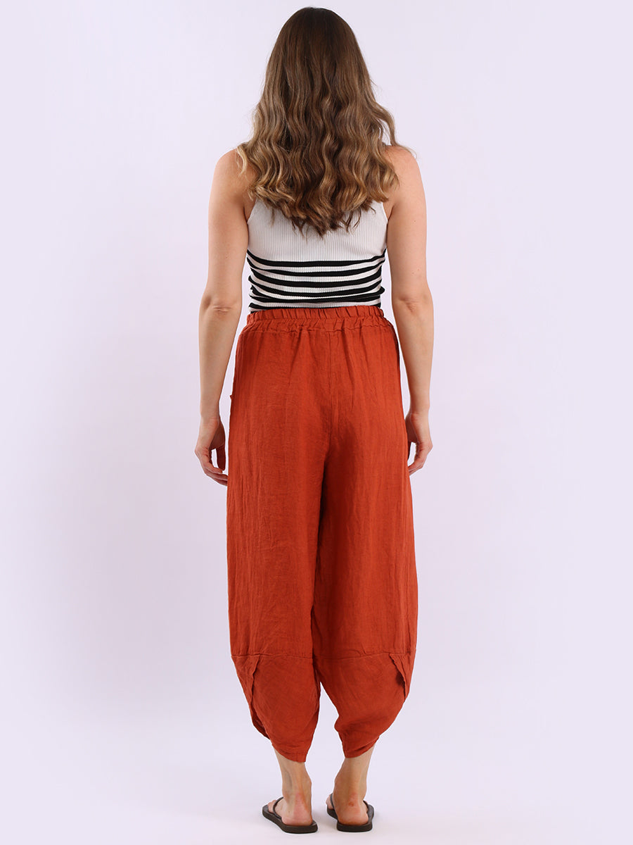 Ladies Relaxed Fit Tulip Hem Linen Trouser
