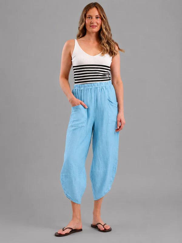 Ladies Relaxed Fit Tulip Hem Linen Trouser