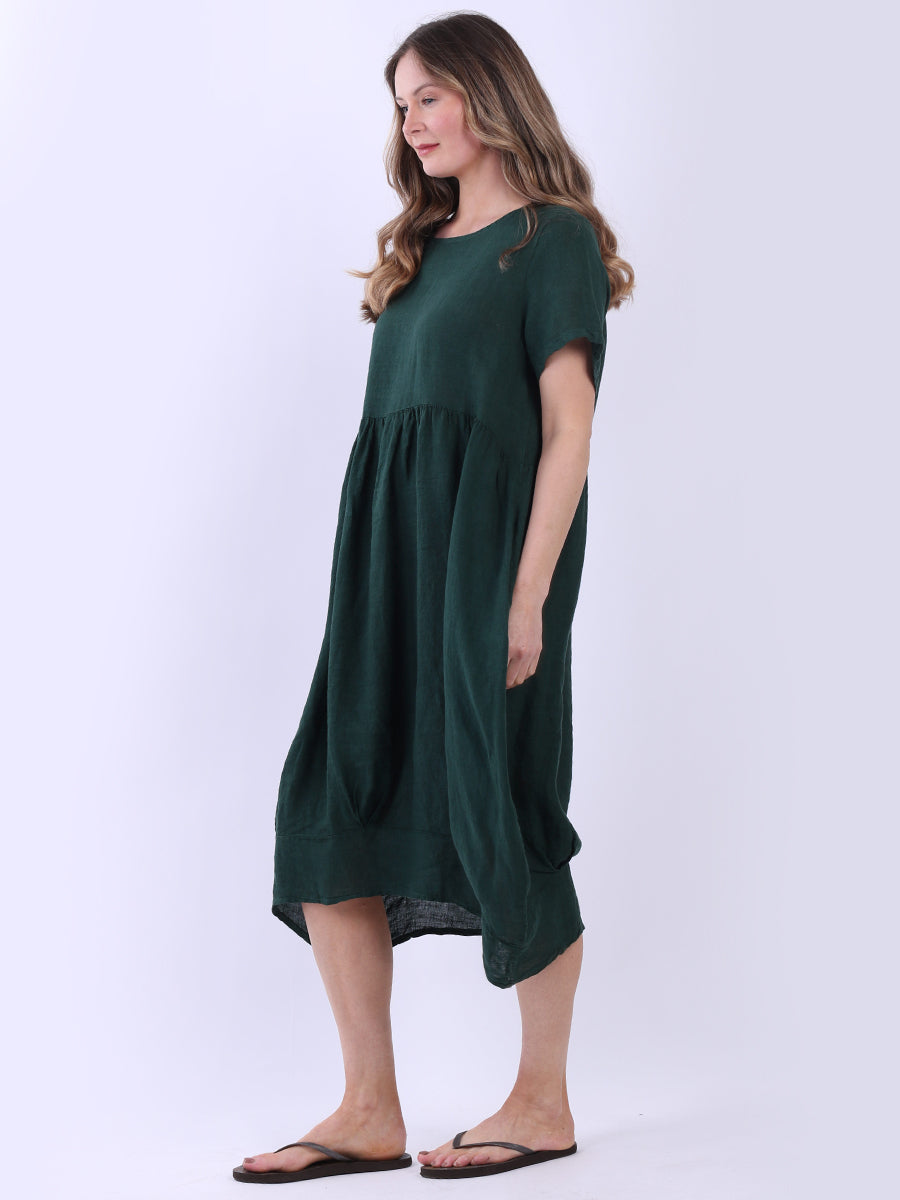 Plain Linen Ladies Midi Swing Dress