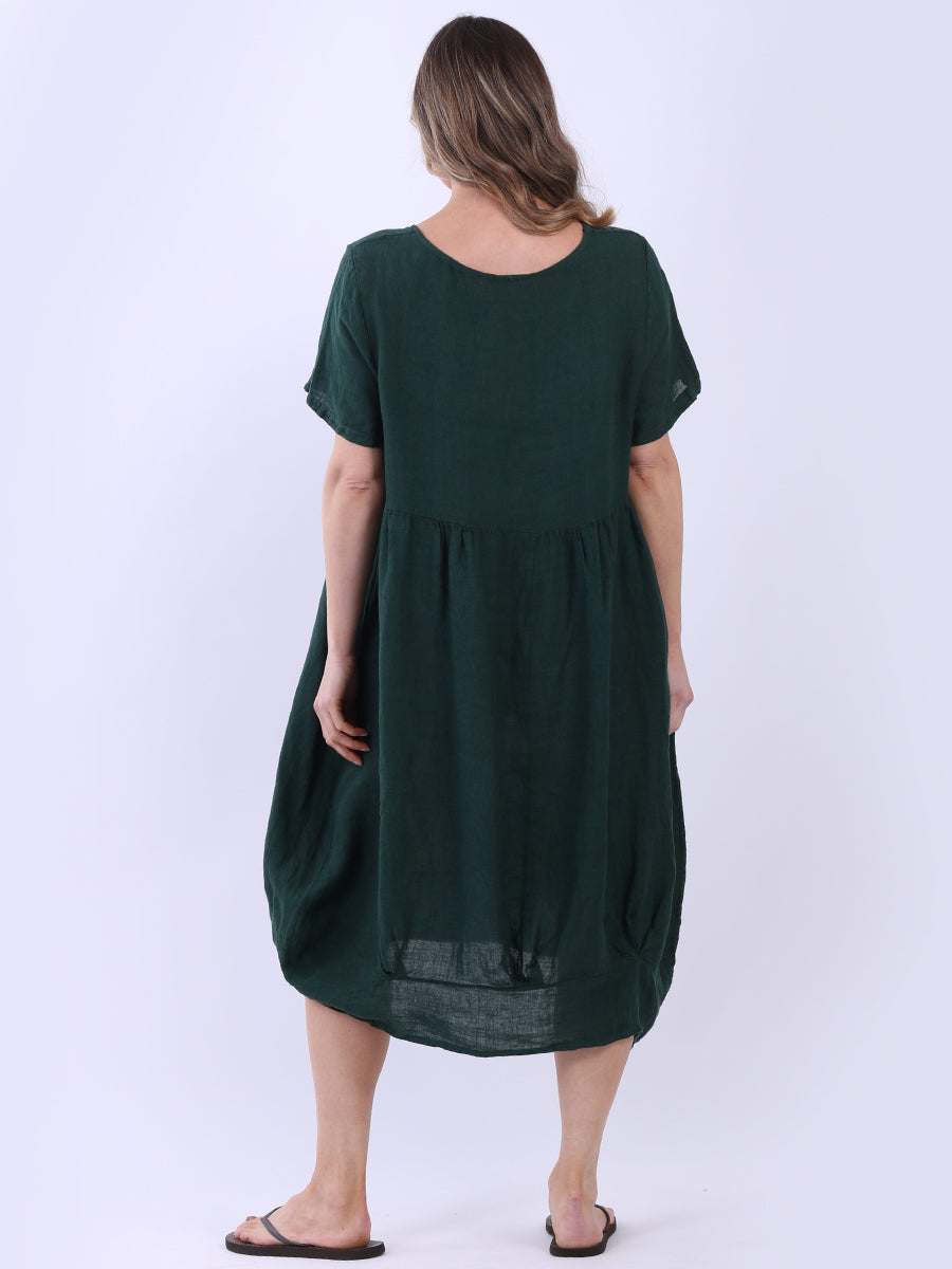Plain Linen Ladies Midi Swing Dress