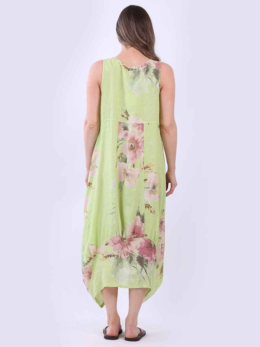 Sleeveless Floral Linen Maxi Tank Dress