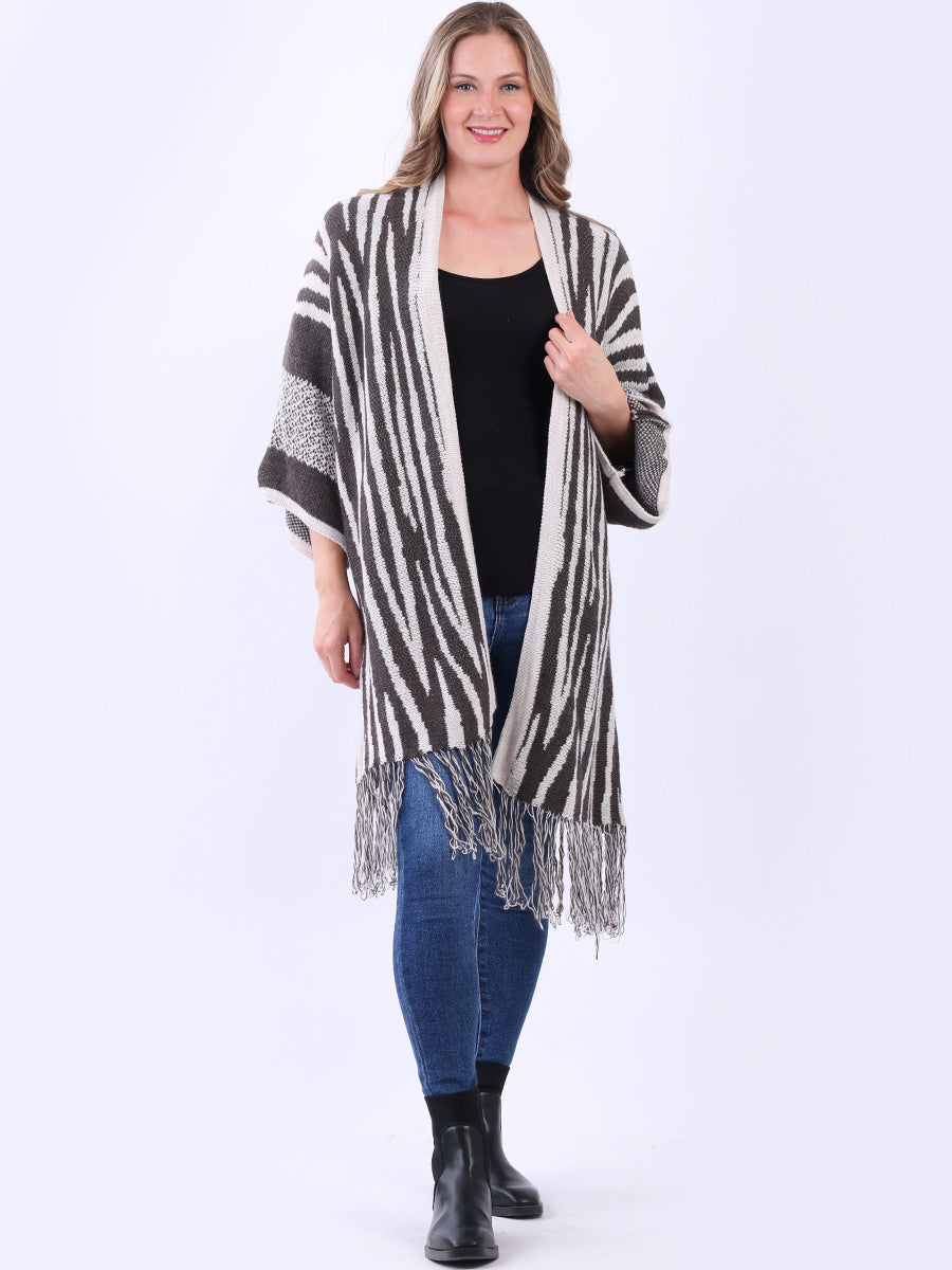 Open Front Wool Knitted Cardigan Dark Mocha