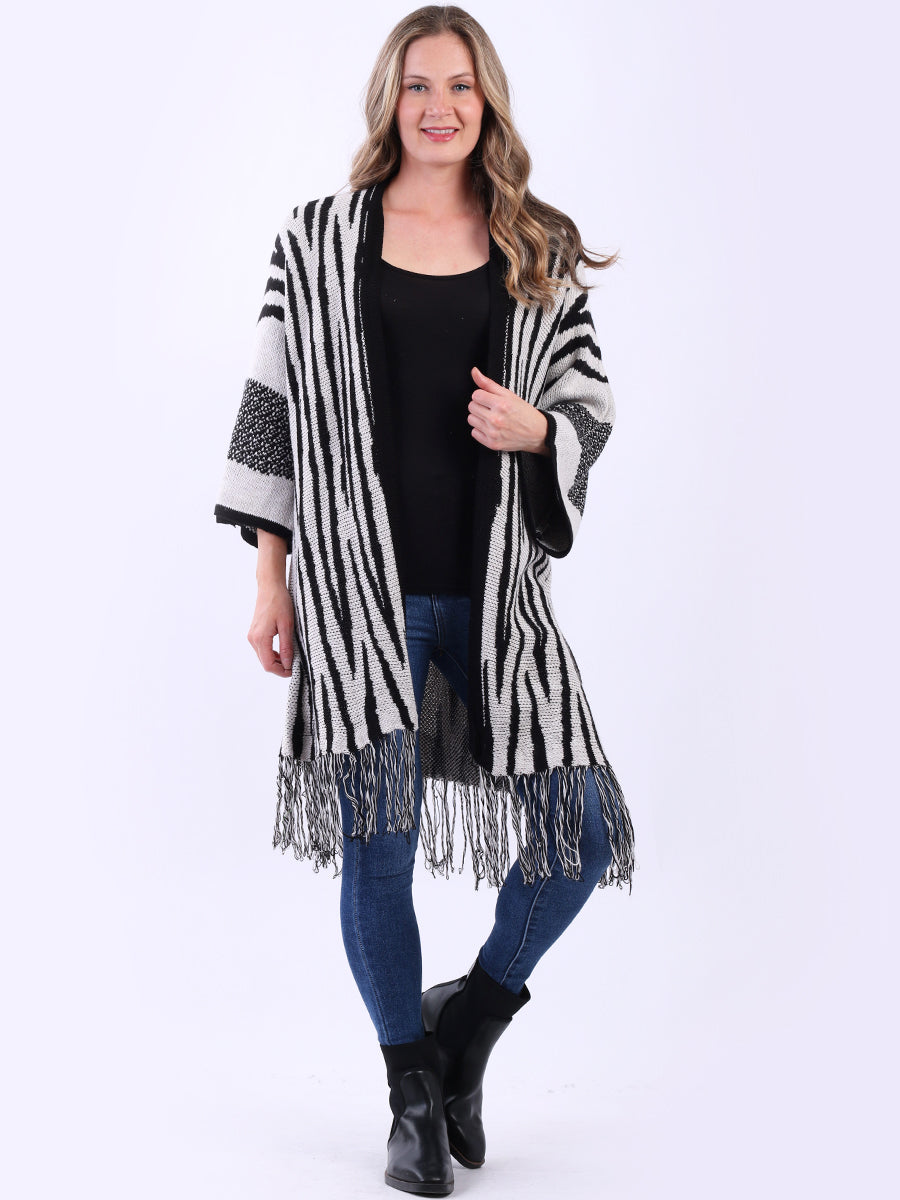 Open Front Wool Knitted Cardigan Beige