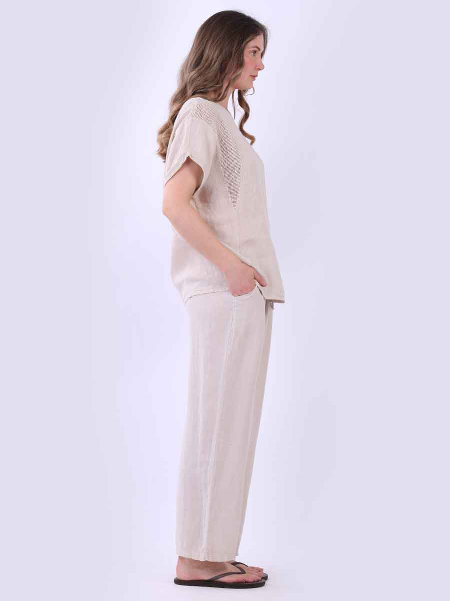 Plain Mesh Net Linen Casual Top