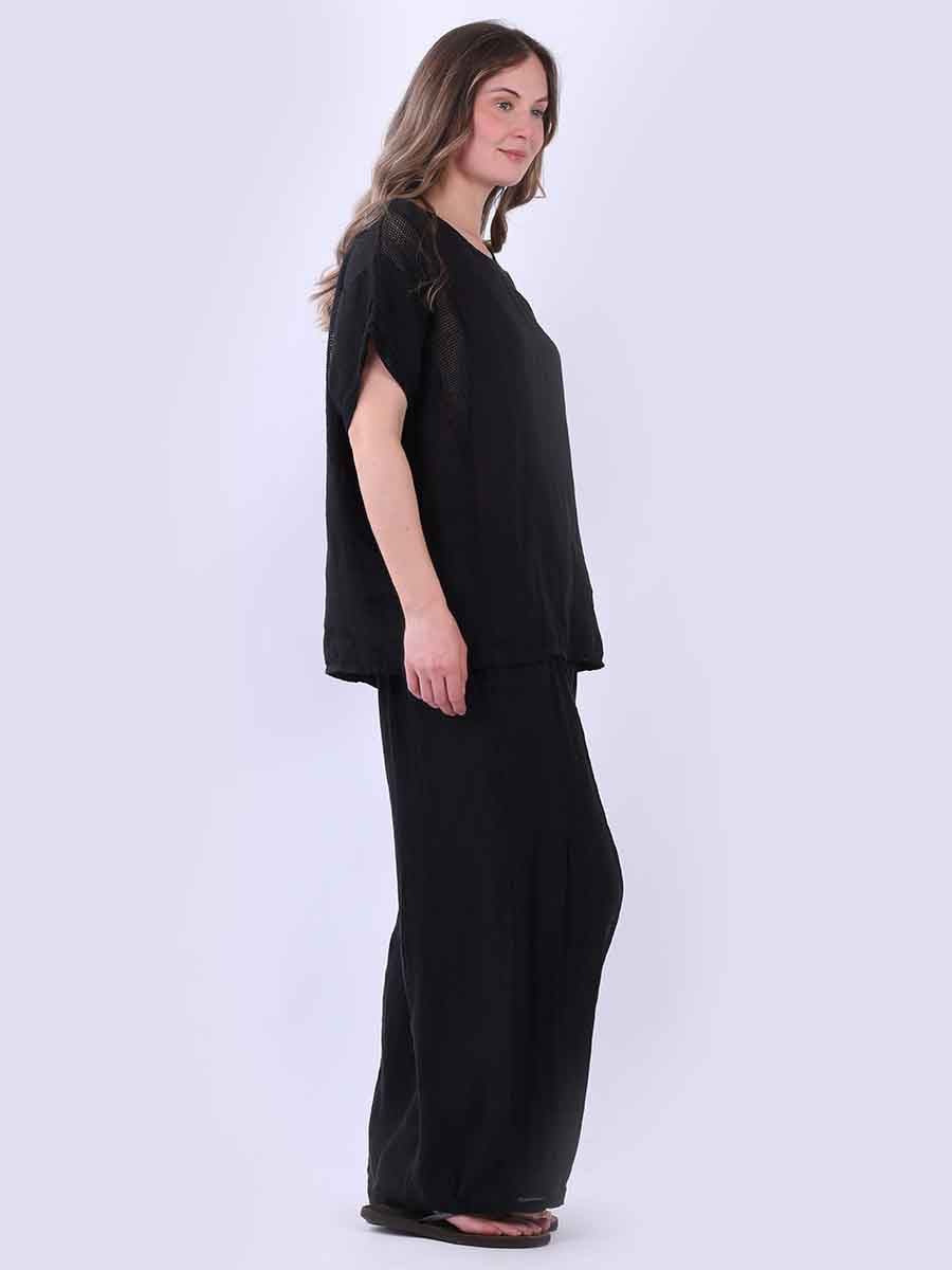 Plain Mesh Net Linen Casual Top
