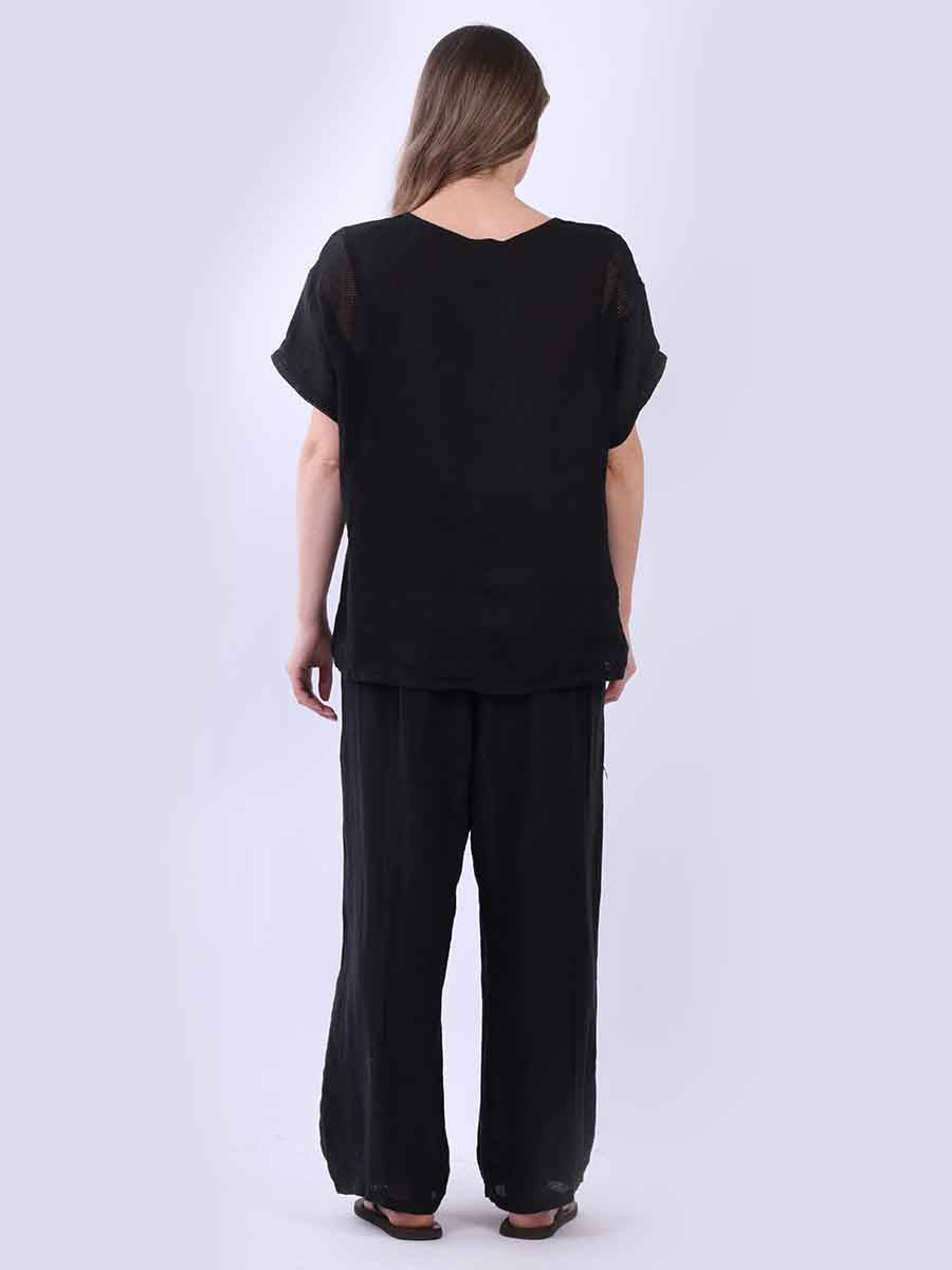 Plain Mesh Net Linen Casual Top