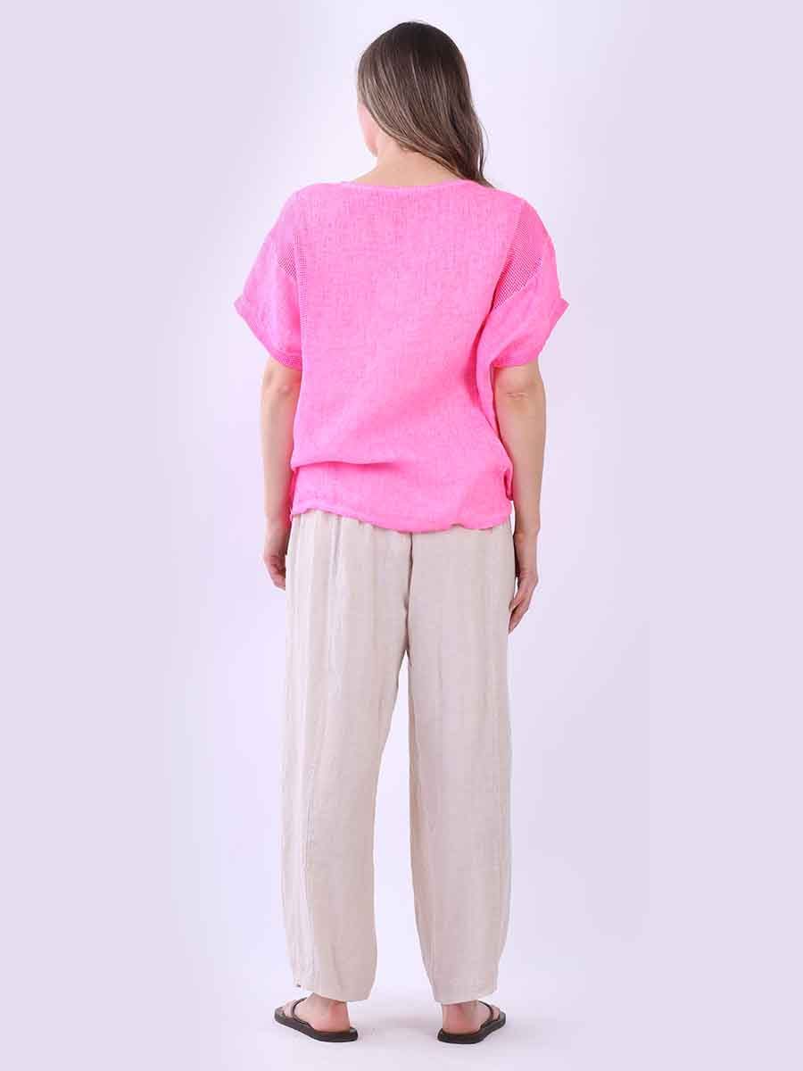 Plain Mesh Net Linen Casual Top