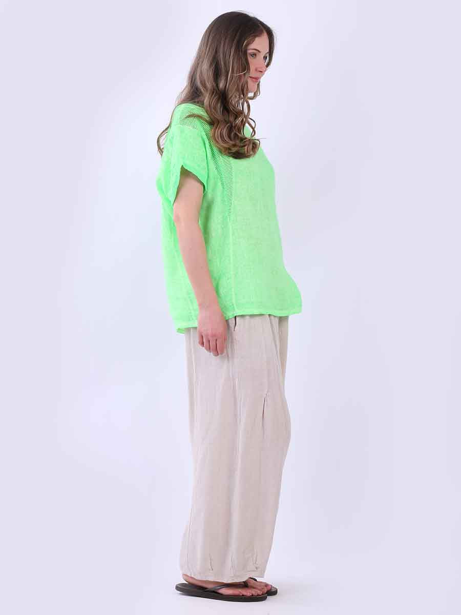 Plain Mesh Net Linen Casual Top