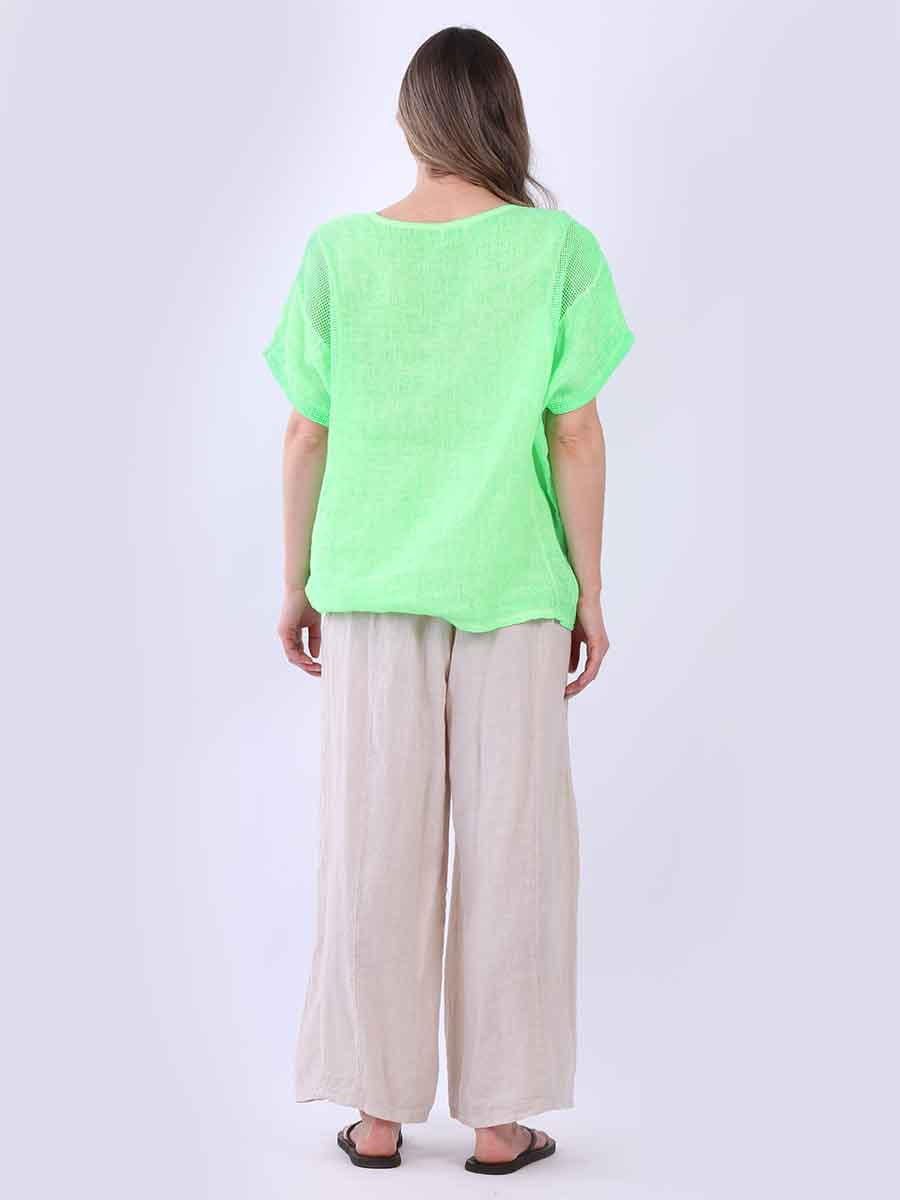 Plain Mesh Net Linen Casual Top