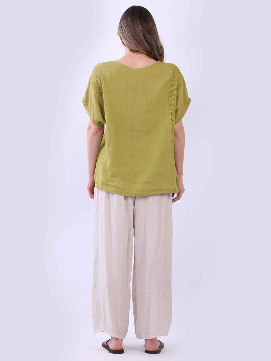 Plain Mesh Net Linen Casual Top