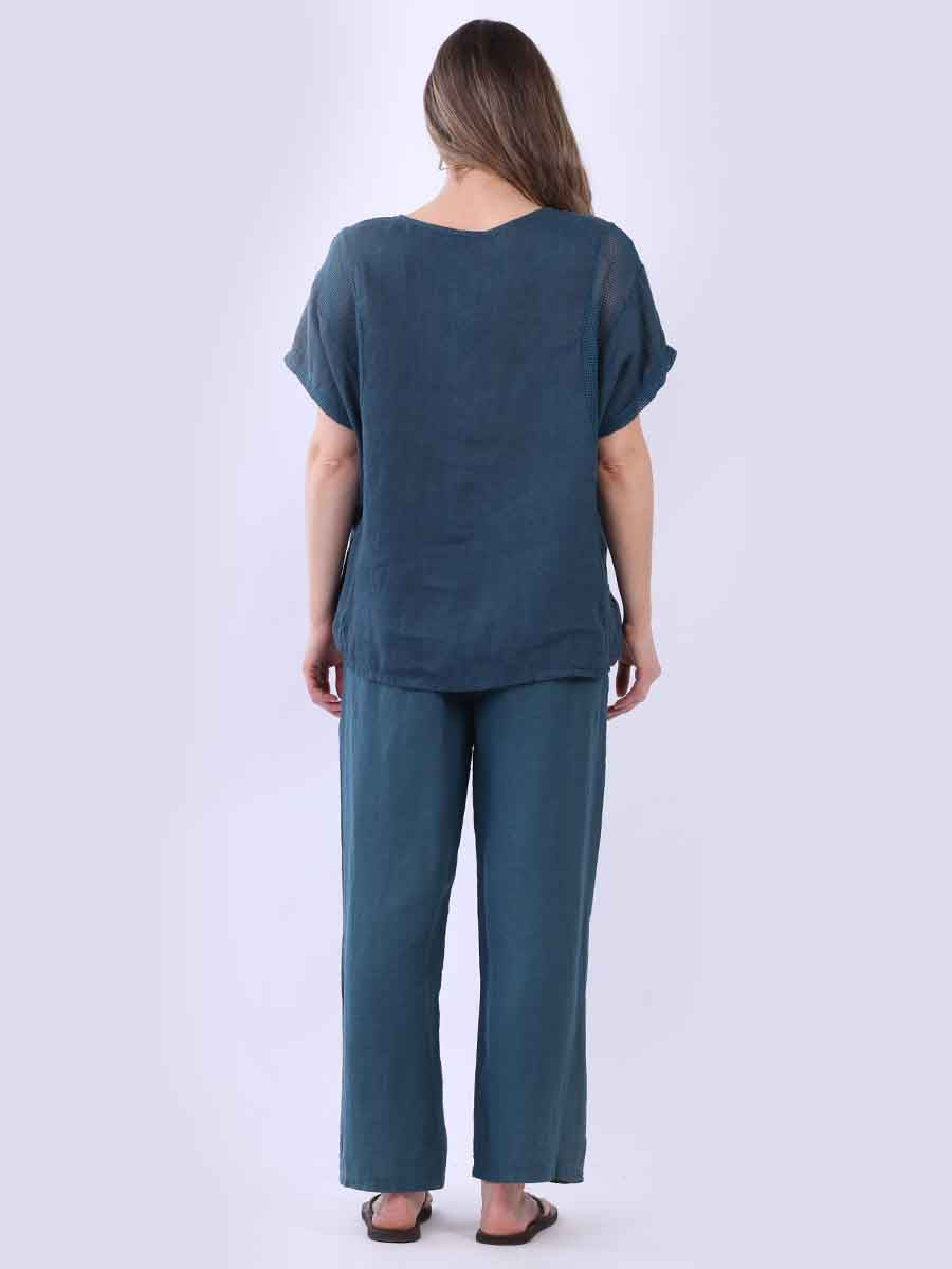 Plain Mesh Net Linen Casual Top