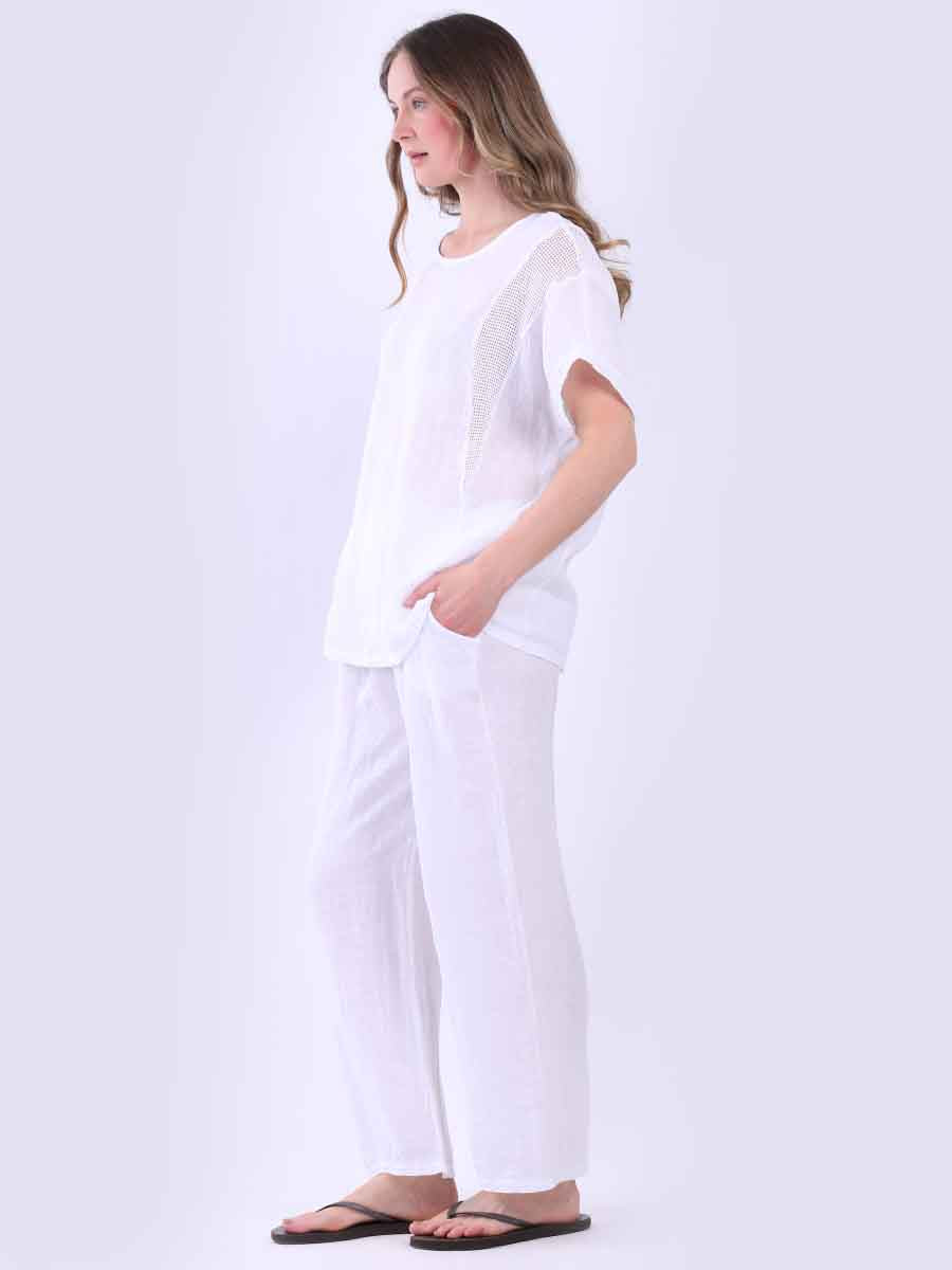 Plain Mesh Net Linen Casual Top
