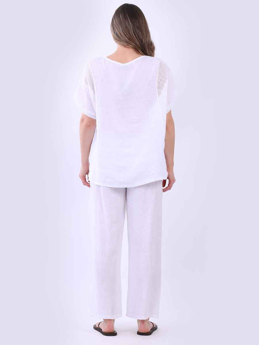 Plain Mesh Net Linen Casual Top