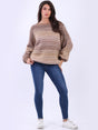 Multi Stripy Woolen Knit Jumper Mocha