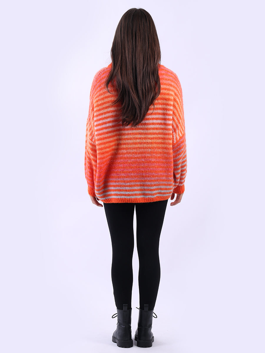 Women Stripy Woolen Knit Pullover