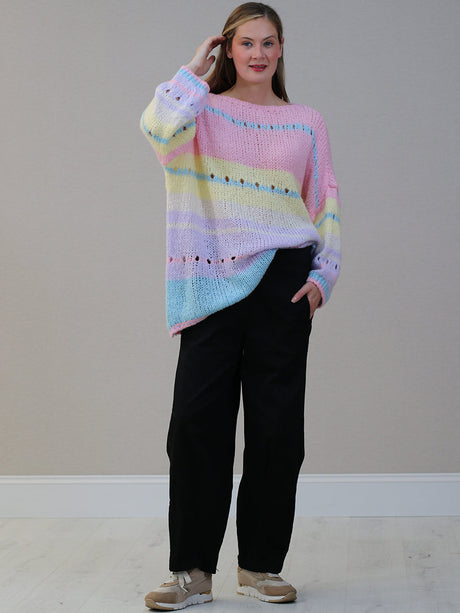 Plus Size Wool Knitted Jumper Pink