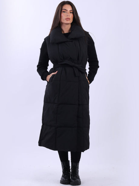 Oversized Long Puffer Gilet Black