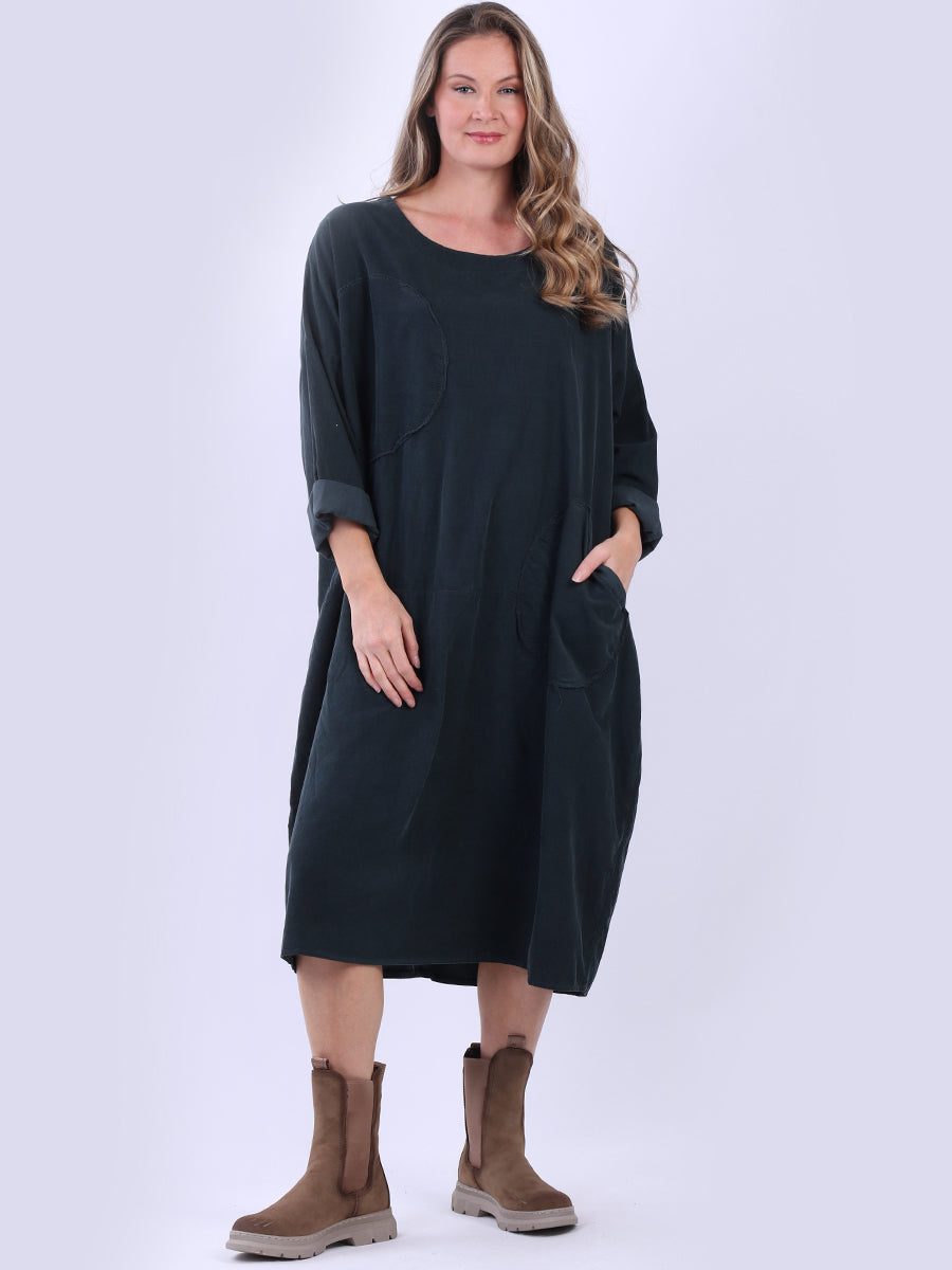 Solid Cotton Lagenlook Dress Charcoal