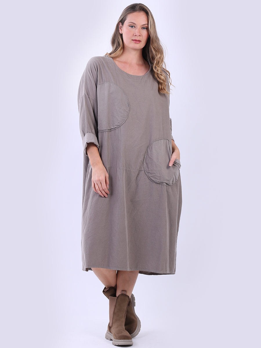 Solid Cotton Lagenlook Dress Mocha
