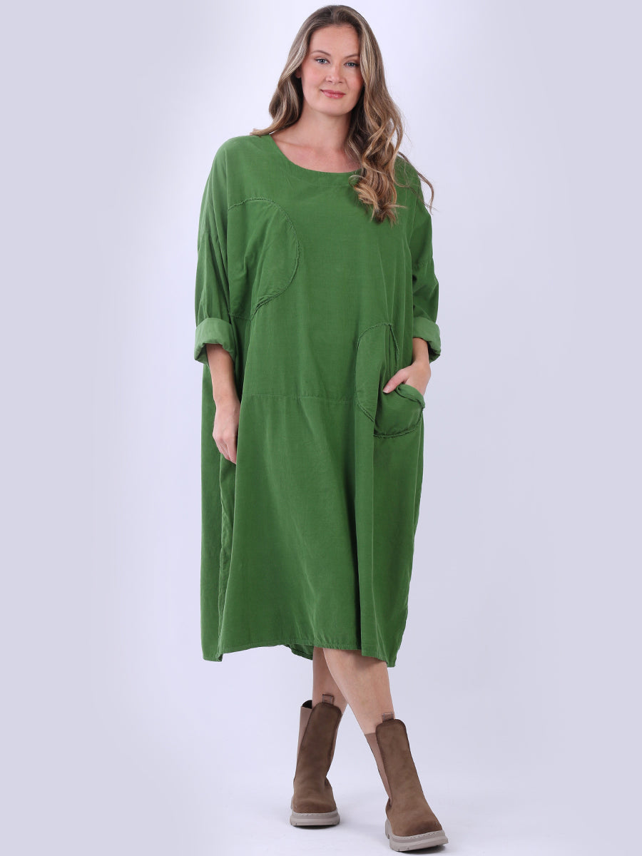 Solid Cotton Lagenlook Dress Olive