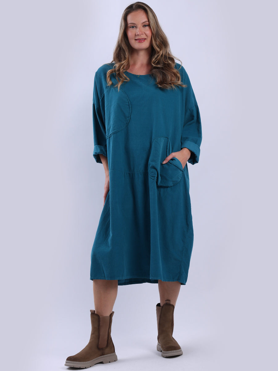 Solid Cotton Lagenlook Dress Teal