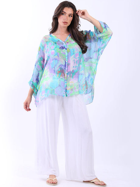 Oversized Silk Shirt Lilac