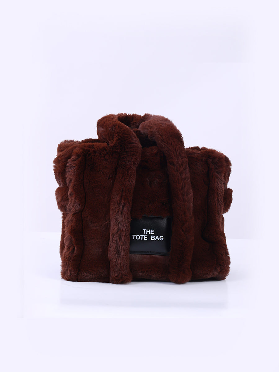 Teddy Plush Tote Bag Chocolate