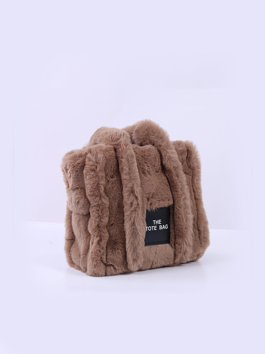 Teddy Plush Tote Bag Mocha