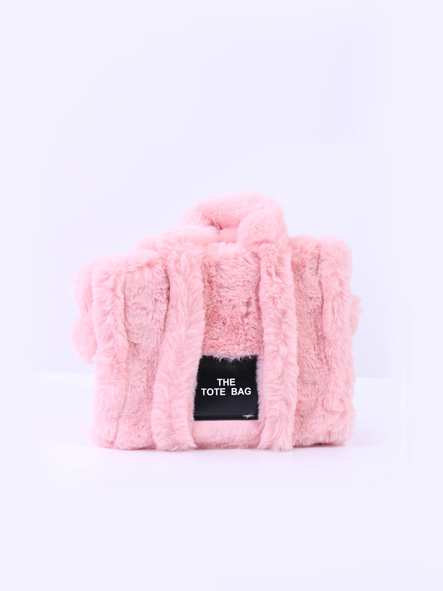 Teddy Plush Tote Bag Pink