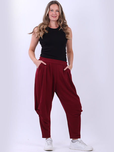Comfy Relaxed Fit Wool Trouser Wine