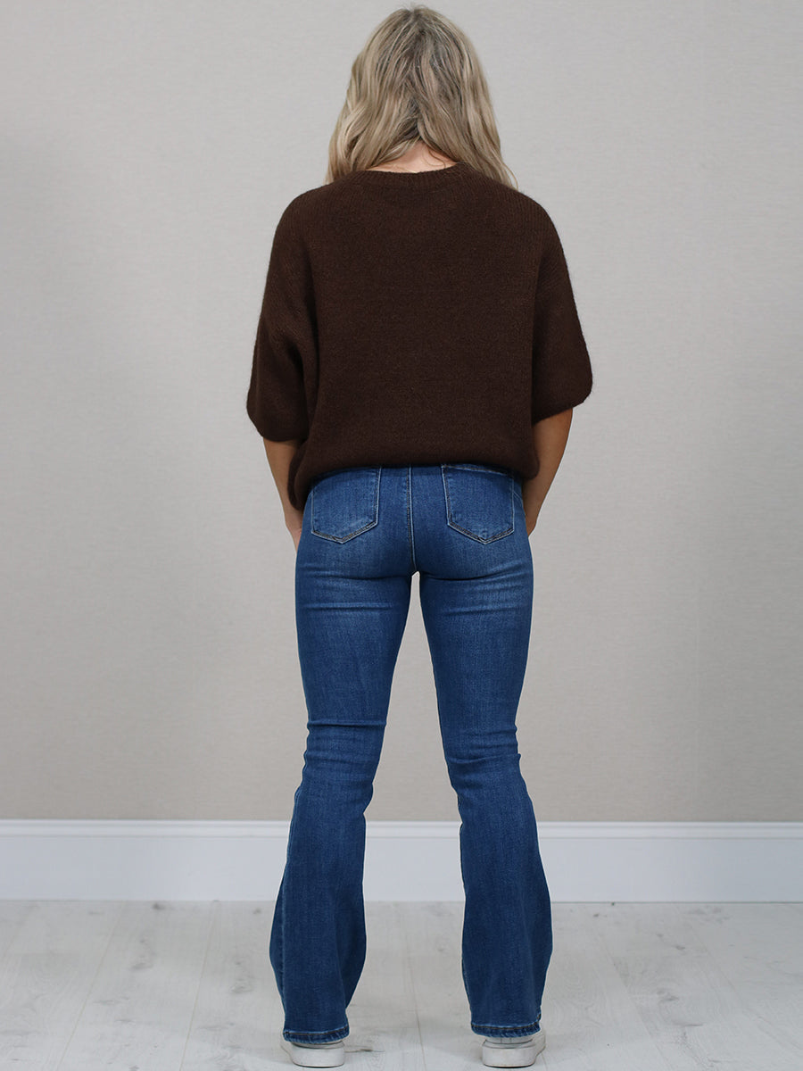 Solid Knitted Crop Baggy Jumper