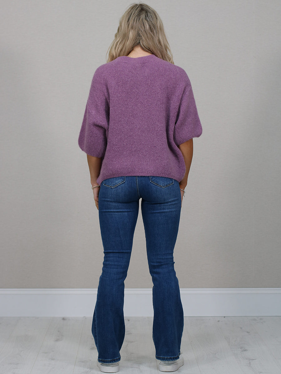 Solid Knitted Crop Baggy Jumper