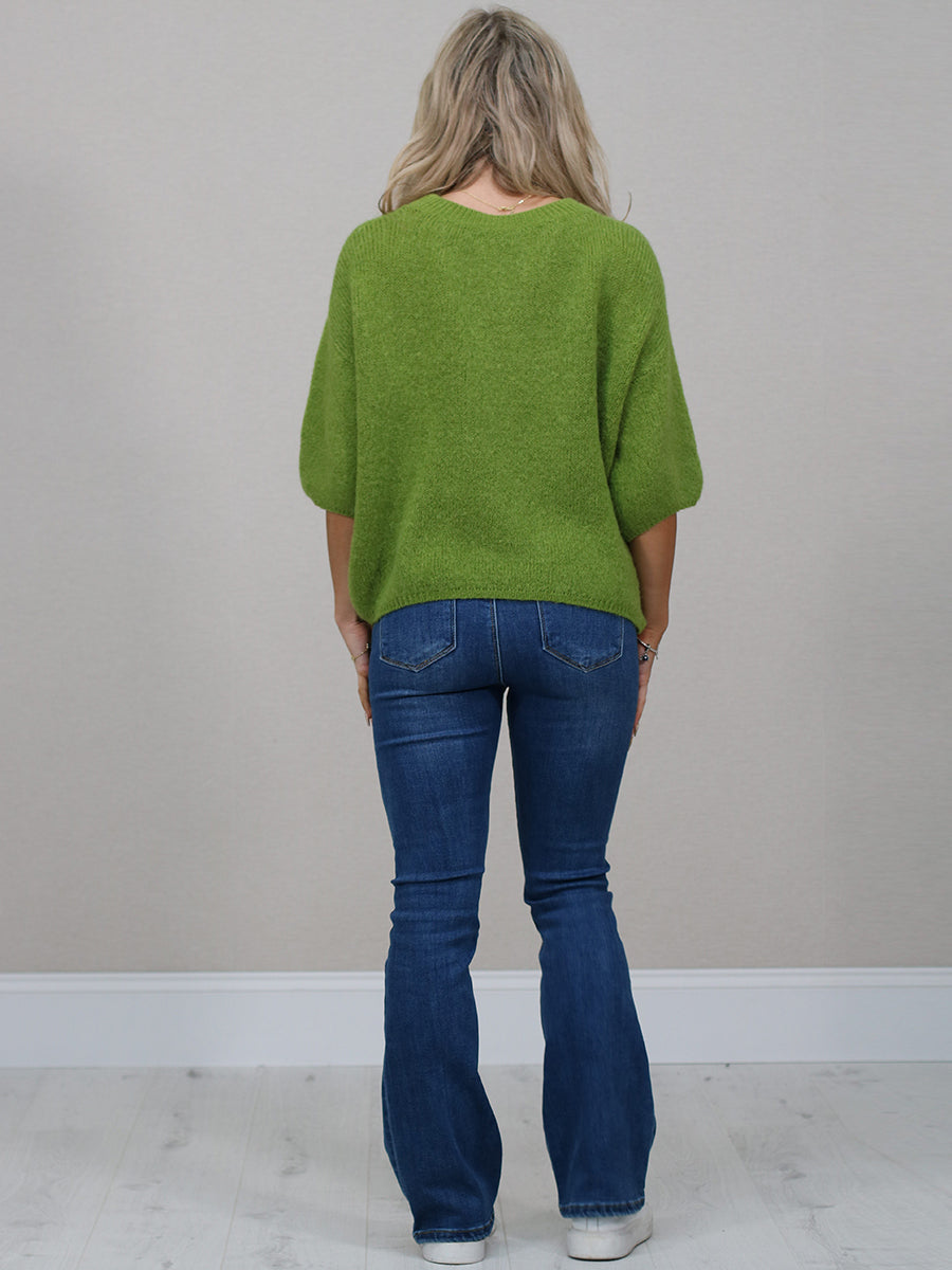 Solid Knitted Crop Baggy Jumper