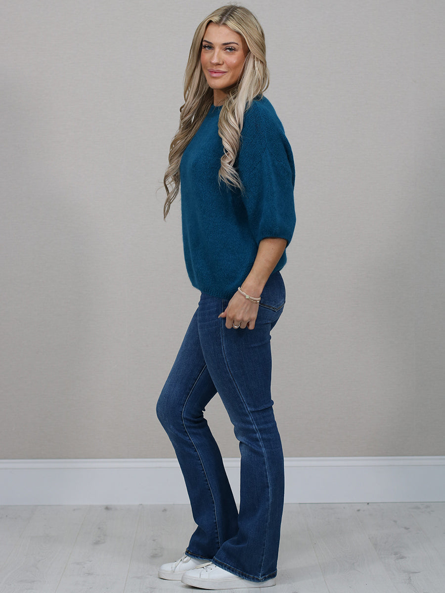 Solid Knitted Crop Baggy Jumper