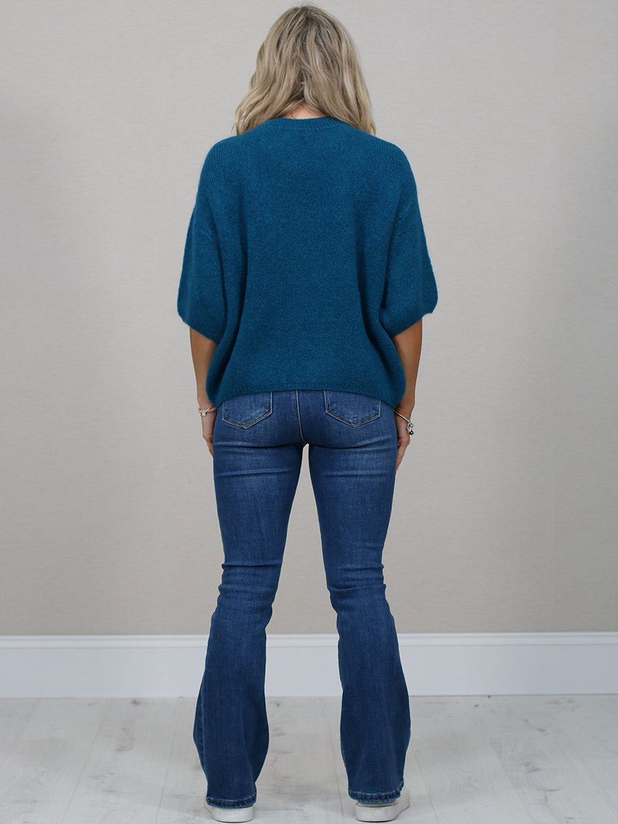 Solid Knitted Crop Baggy Jumper