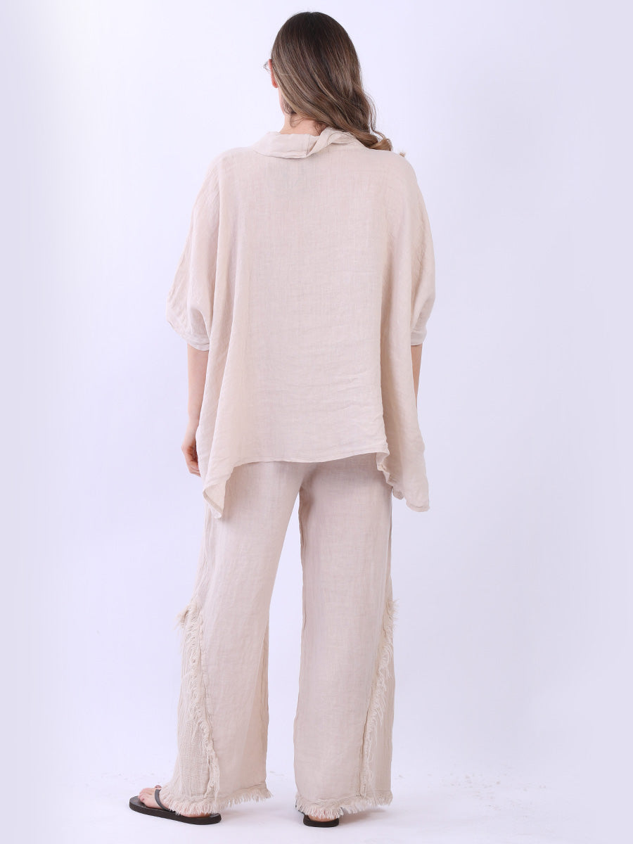 V-Neck Solid Linen Crop Top