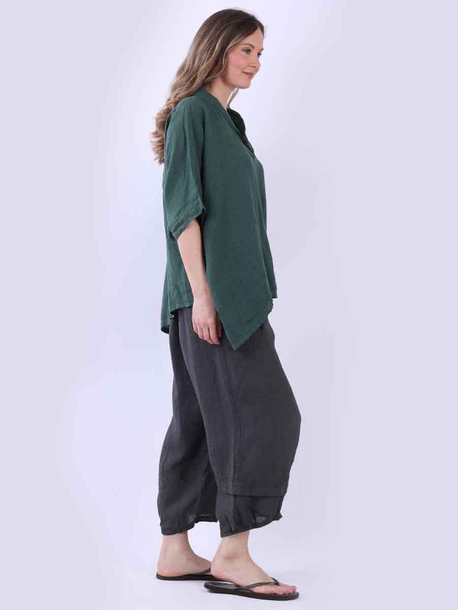 V-Neck Solid Linen Crop Top