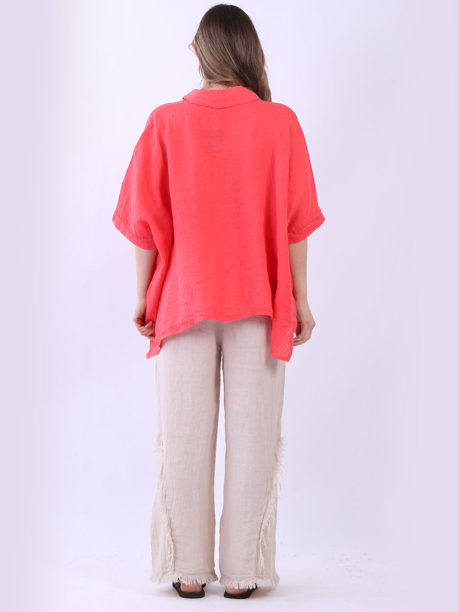 V-Neck Solid Linen Crop Top