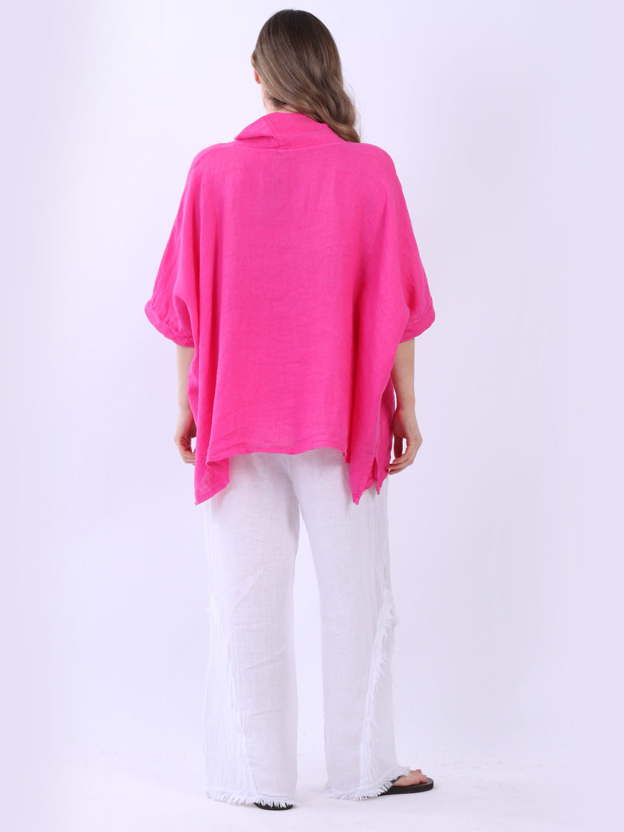 V-Neck Solid Linen Crop Top