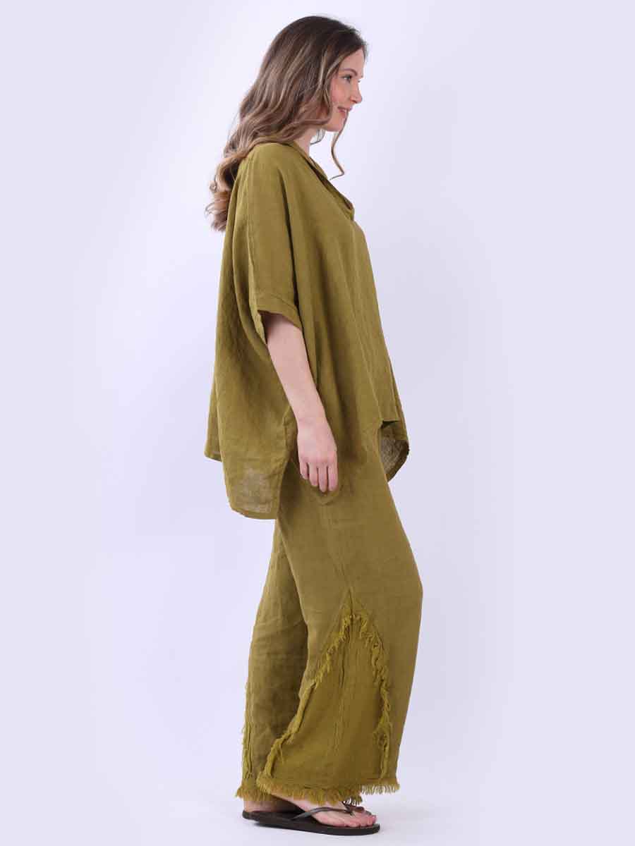 V-Neck Solid Linen Crop Top