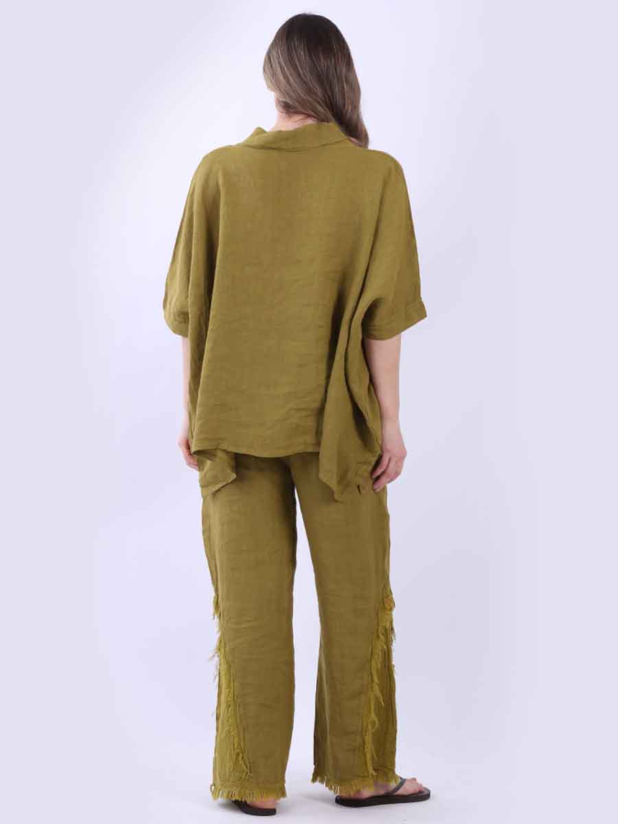 V-Neck Solid Linen Crop Top