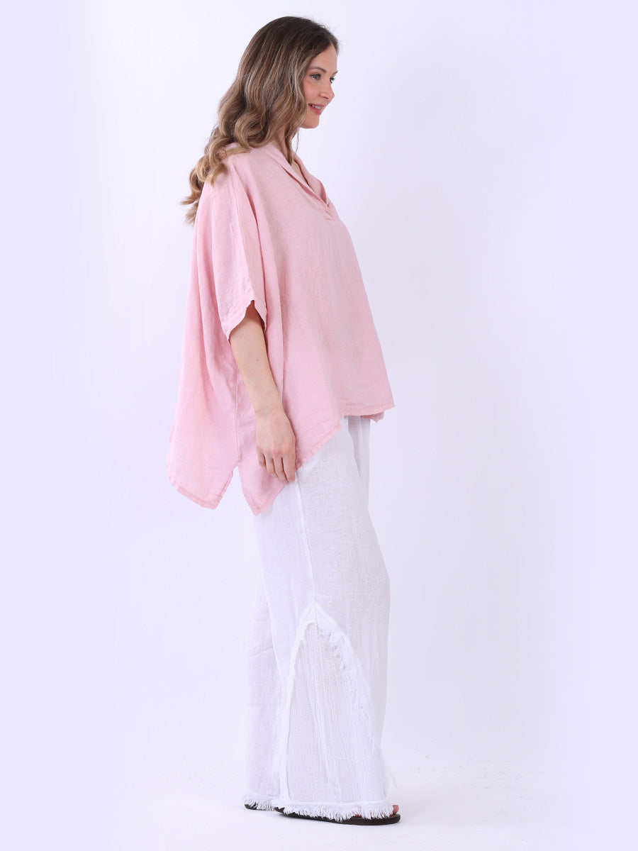 V-Neck Solid Linen Crop Top