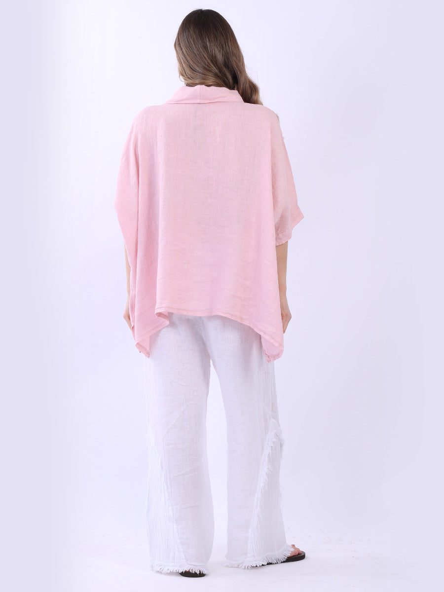 V-Neck Solid Linen Crop Top