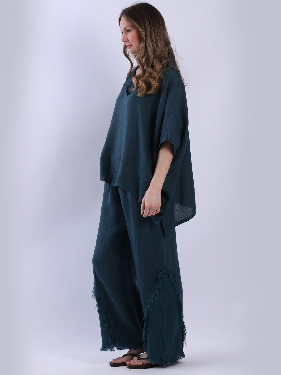 V-Neck Solid Linen Crop Top