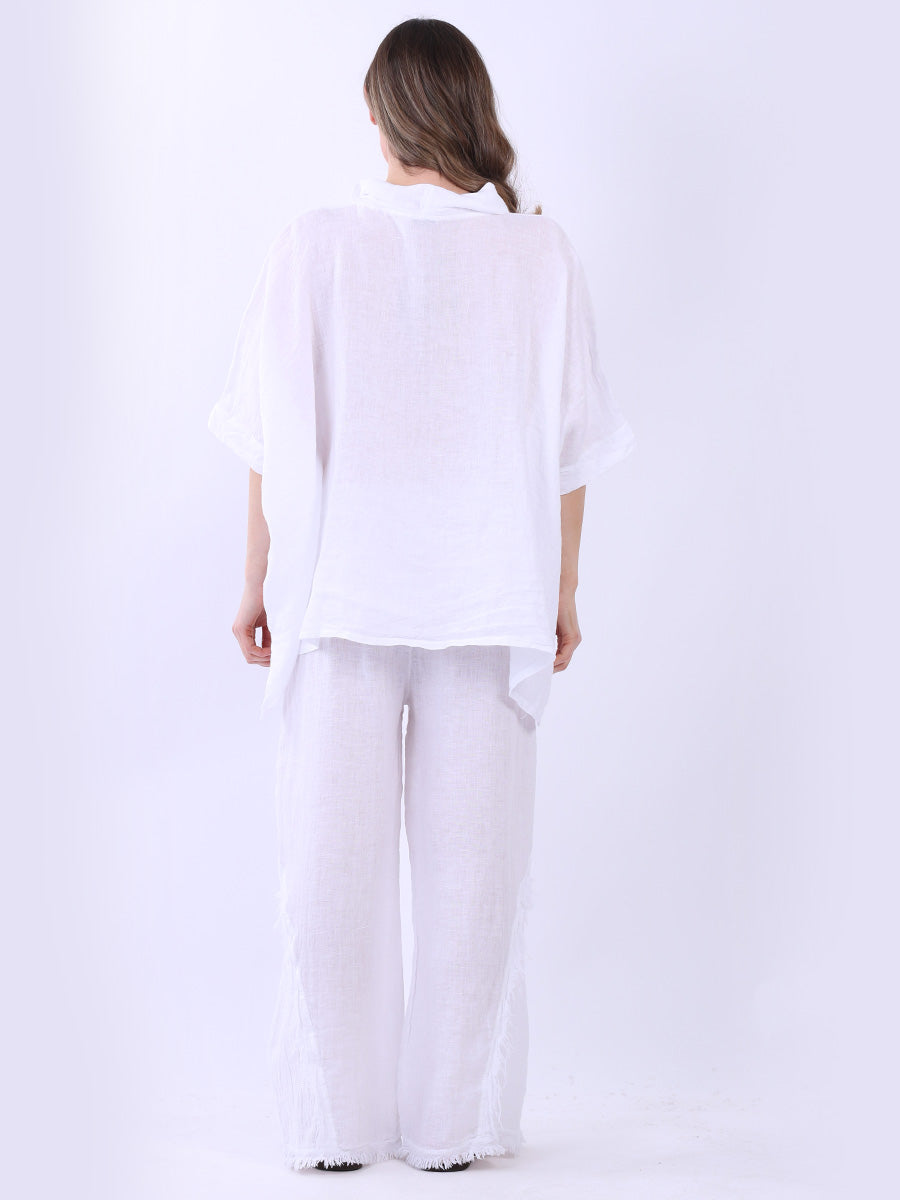 V-Neck Solid Linen Crop Top